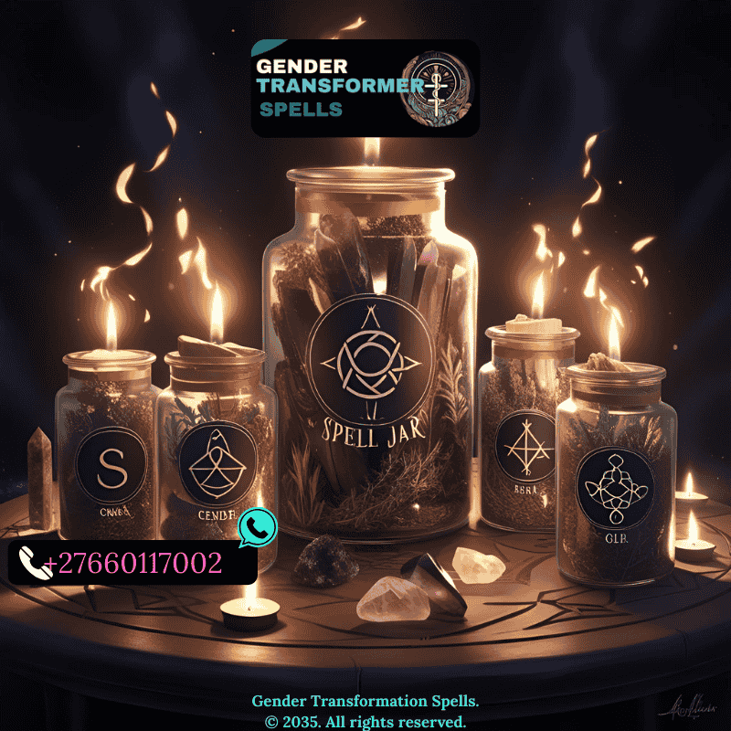 Spell jars with herbs, crystals, and gender symbols on an altar (3)