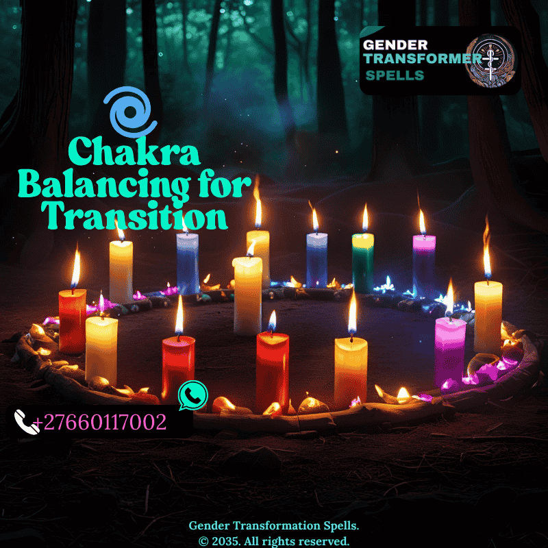 Chakra-colored candles burning in ritual circle for gender healing (1)