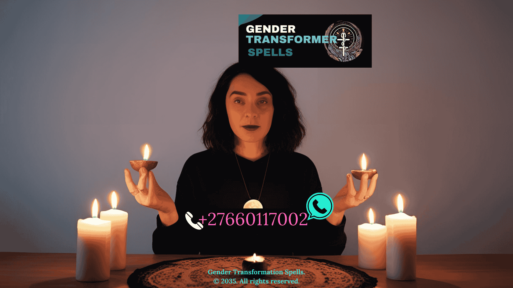 Non-binary individual performing a moonlight spell by candlelight.