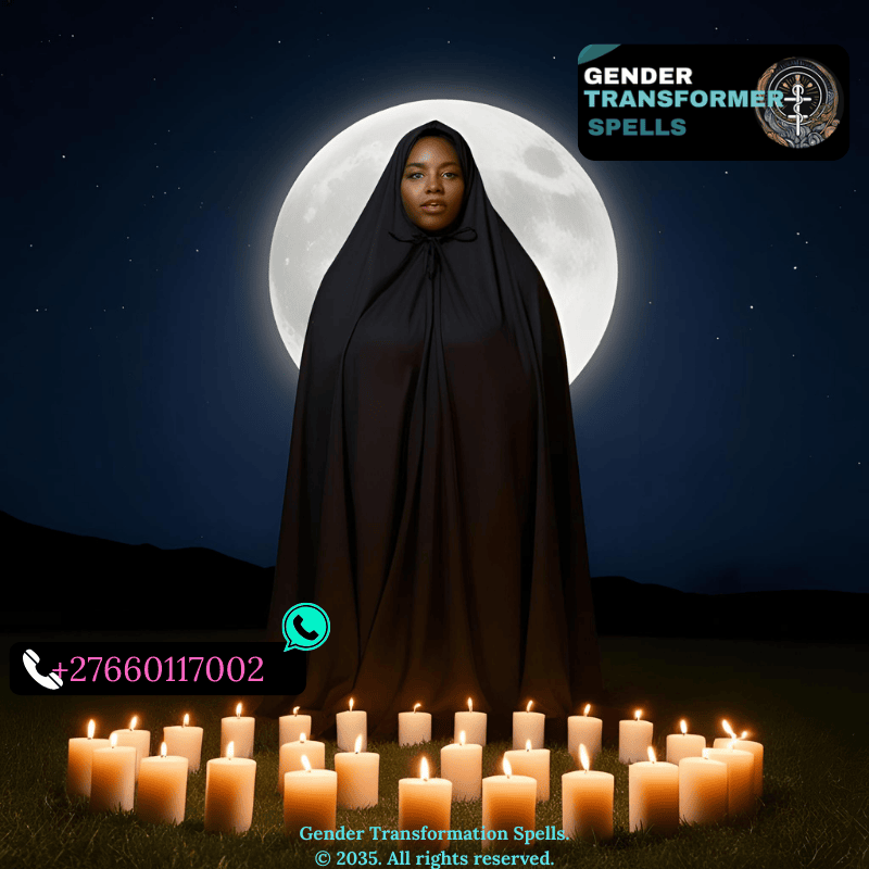 Person cloaked in moonlight, standing in a circle of candles.