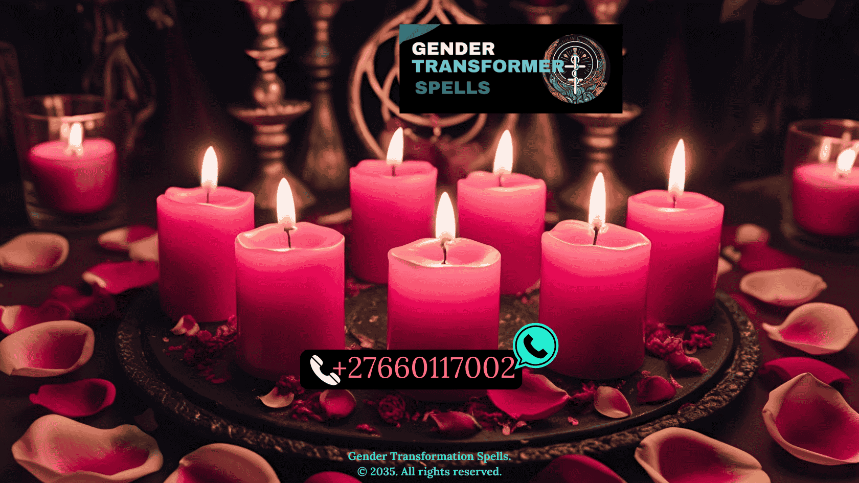body feminization spells altar with pink candles and rose petals